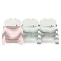 Pull en tricot à rayures avec logo personnalisé en forme de cœur, unisexe, mode, décontracté, manches longues, haut d'hiver pour hommes et femmes