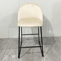 Chaises de bar modernes en métal à pieds hauts pour l'extérieur, l'hôtel, le restaurant, la maison, le bar, chaises de bar robustes avec siège en tissu velours, tabourets de bar de cuisine