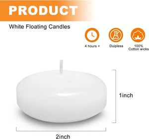 Oshine 2 Inch Floating Long Burning Unscented <b>Wax</b> <b>Candles</b> for Mini Water Bowls Wedding Favors Table Centerpieces - Product Image 2