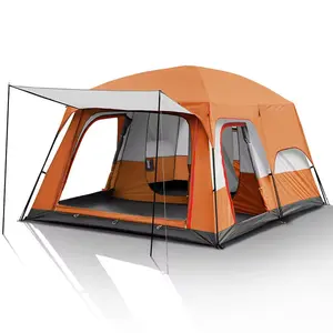 Tenda Kemah besar portabel luar ruangan 4 orang, tenda rumah tahan air mudah dipasang grosir pabrik