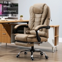 Fauteuil de bureau exécutif moderne en cuir véritable à dossier haut, inclinable et réglable, avec repose-pieds, pivotant, pour bureau à domicile et chambre