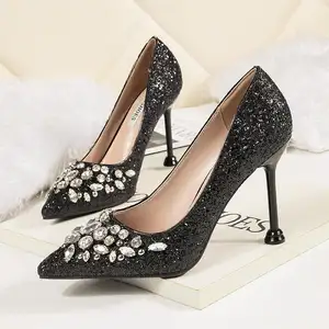 Sandália de salto alto com lantejoulas, sapatos personalizados sexy com strass, boate noturno, mostrando lantejoulas finas, sandálias de salto alto com lantejoulas para mulheres