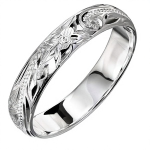 Anillo de Boda Popular Shree Jaipur de Plata 925 con Baño de Rodio, Diseño de Flor con Circonita Cúbica, para Aniversario - Product Image 4