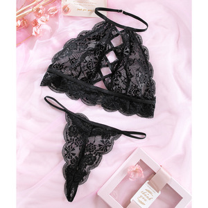 ชุดชั้นในสตรีแบบใหม่สไตล์ยุโรปและอเมริกา เซ็กซี่ ปักลายลูกไม้ฉลุลาย คอวี โชว์หลัง ชุดสองชิ้น ชุดชั้นในเซ็กซี่ - Product Image 6