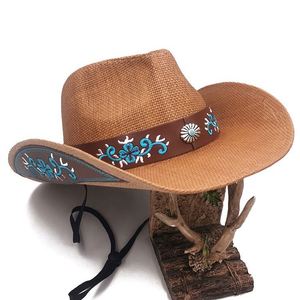 Wholesale Western Outback Wide Brim Cowboy <b>Hat</b> with Wind Lanyard - Product Image 2