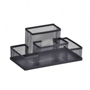 4-Compartment Metal Mesh Desk Organizer Office Stationery <b>Pen</b> Holder and Pencil Cup Desktop Supply Organizer - Product Image 2