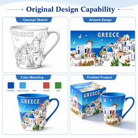 Souvenirs grecs, articles cadeaux, design monuments, tasse à café en céramique avec boîte colorée, tasse à lait en porcelaine, souvenir unique personnalisable