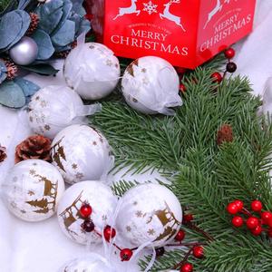 Autocollant de boule de Noël en mousse de 7,5 cm avec motif de cerf et flocons de neige blancs pour décoration d'arbre - Product Image 3