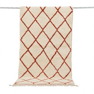 เฉพาะของโมร็อกโกพรมเบ็นีโอะริเนียมือถือทำมือโมร็อกโก Boho Beni ourain พรมปูพื้นขนสัตว์ - Product Image 1
