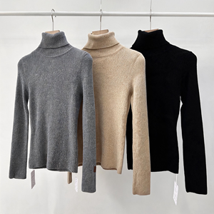 Pull en maille à <span class=keywords><strong>col</strong></span> <span class=keywords><strong>roulé</strong></span> pour <span class=keywords><strong>femme</strong></span>, mélange cachemire, manches longues, haut thermique basique pour l'automne et l'hiver - Product Image 2