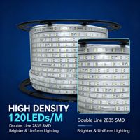 Bande lumineuse LED 2835 110V 220V, 120 LED par mètre, 8 mm, double ligne, IP65, étanche, pour extérieur, en PVC