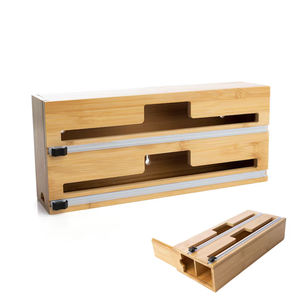 Sacs de <span class=keywords><strong>rangement</strong></span> en bois distributeur de papier plastique distributeur de bambou pour support d'organisation de stockage de cuisine - Product Image 1