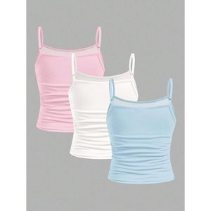 FOXA Women's Tank <b>Tops</b> 3 Pack Spaghetti Strap Floral Print Fitted Summer Camisole Breathable Polyester Knitted <b>Top</b> - Product Image 3