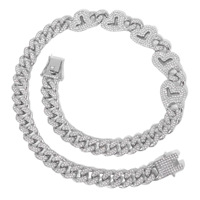 Chaînes en alliage plaqué or rose avec strass en forme de cœur, maillons classiques de 12 mm, style hip-hop unisexe, best-seller européen et américain