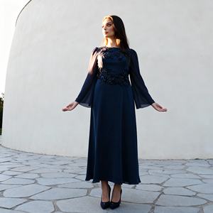 Elegant Custom Hot-fix Rhinestones Polyester Abaya <b>Dress</b> for Muslim Women Party Occasion Wholesale - Product Image 1