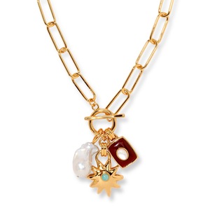 Nuevos Estilos 2024, Collar de Perlas Barrocas con Baño de Oro de 18k y Esmalte de Luna y Estrella para Mujer - Product Image 3