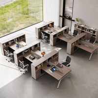 Nouveau bureau double moderne avec rangement complet, construction en bois durable, montage facile pour la maison, le bureau et les immeubles de bureaux
