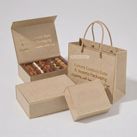 Boîte cadeau de luxe personnalisée pour dattes, emballage en gros, boîte cadeau personnalisée pour dattes Eid Mubarak avec sac en papier