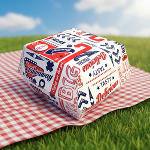 Paquete de impresión de periódico de comida rápida para llevar hecho a medida, cartón, papel, hamburguesa, <span class=keywords><strong>tipo</strong></span> fiambrera con logotipo - Product Image 1