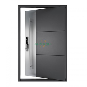 <span class=keywords><strong>Porte</strong></span> d'entrée de luxe en aluminium haut de gamme avec quincaillerie en acier inoxydable sur mesure et bande lumineuse pour maison - Product Image 4