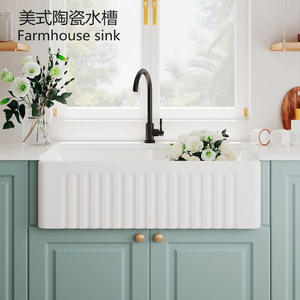Cuisine américaine scandinave Lavabo en céramique Lavabo Armoires ouvertes - Product Image 2