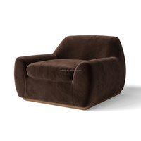 Fauteuil lounge moderne FERLY de style nordique, rembourré, avec structure en bois massif, fauteuil d'appoint pour salon, meubles