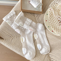 Chaussettes transparentes fines et confortables en dentelle avec nœud papillon, style coréen, vente en gros d'usine