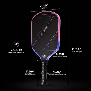 Pala de Pickleball Portátil de Fibra de Carbono, Aprobada por la USAPA, Raqueta de Alto Rendimiento, Superficie Duradera, Núcleo de Panal, Diseño sin Bordes - Product Image 6