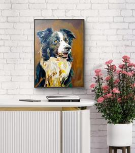 Lukisan impresionis 100% buatan tangan potret anjing peliharaan di atas kanvas produk hadiah subjek hewan unik - Product Image 4