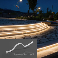 Bande lumineuse LED en silicone 24V avec clips de fixation, découpable, IP66, pour éclairage extérieur de marches et d'escaliers