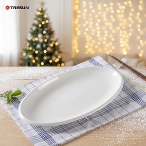 Piatto da Cena Grande in Ceramica Bianca per Ristoranti, Piatto Moderno Ovale per Cucina e Servizio - Product Image 5