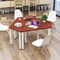Table de formation modulaire trapézoïdale en bois moderne, table de réunion collaborative pour bureau, salle, école, classe