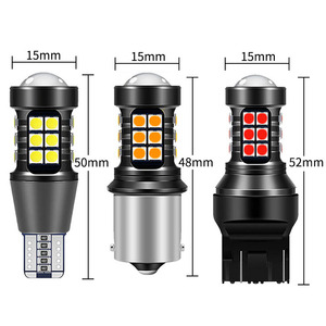 27 SMD 3030 12V Xe dẫn ánh sáng W21/10W W21W 1156 1157 màu đỏ hổ phách 7443 7440 T20 đèn tín hiệu lần lượt luz Para tự động BA15S dẫn bóng đèn - Product Image 2