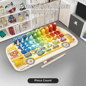 Montessori bận rộn xe buýt trường học Câu đố cho trẻ em bằng gỗ Bảng câu cá bảng chữ cái chữ số toán học hình dạng phân loại đồ chơi trò chơi - Product Image 2