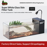 Aquarium rectangulaire moderne pour salon, petit aquarium en verre, super blanc, filtre latéral, sans changement d'eau, auto-circulation écologique, paresseux