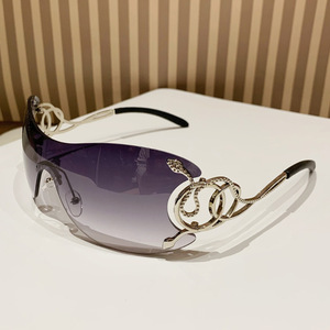 Rimless Shield <b>Sunglasses</b> <b>Gradient</b> Blue UV400 Women Y2K Fashion Sun Protection Adult - Product Image 3