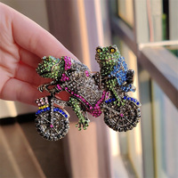 Nouvelle broche décorative vintage style industriel lourd, incrustée de diamants, motif Prince Grenouille, accessoire de vélo, badge