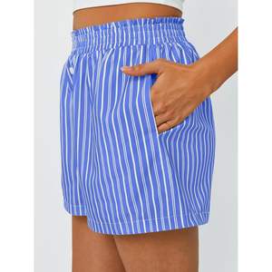 Calzoncillos bóxer a rayas de moda de verano 2025 para mujer, pantalones de pijama informales para dormir en el salón, pantalones de vacaciones en la playa Y2K - Product Image 5