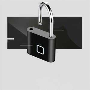 Bloqueo de huella dactilar con carga USB sin llave Candado inteligente Cerradura de puerta impermeable Desbloqueo Candado antirrobo portátil Zinc - Product Image 3
