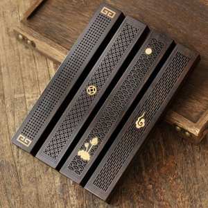 黒檀製白檀香炉、紫色の光付き、サイズと色をカスタマイズ可能、家庭用室内アロマセラピー用 - Product Image 1