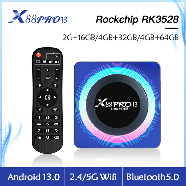Best TV Box X88 PRO 13 Android 13 Set-top Box 8K HD 5G WIFI Xtream Smart Android OTT TV Box X88 PRO13
