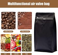 Emballage alimentaire haute barrière en aluminium recyclable et réutilisable pour grains de café, à fond plat, thermoscellé, avec valve et fermeture éclair en plastique
