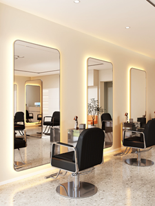 Zxm Modern Luxury All-in-One Ironing <b>Mirror</b> Station <b>Wall</b>-Mounted Metal Barber Shop Hair Salon Floor <b>Mirror</b> Internal Light Hotels - Product Image 3