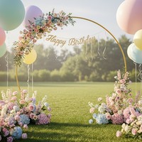 Support d'arche de ballons ronde en métal doré, cadre circulaire pour mariage, douche nuptiale, anniversaire, décoration de fond de stand