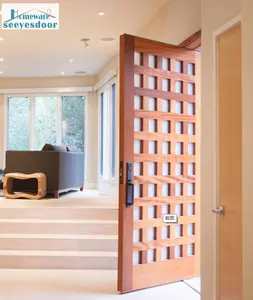 Seeyesdoor diseños de ventanas de vidrio de puerta de madera maciza puerta de entrada exterior puertas de madera para casa
