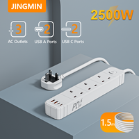 Multiprise de table avec 3 prises CA et 2 ports USB, 1,9 m, chargeur rapide PD20W