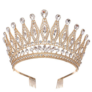 Nueva tiara de cristal de boda de lujo, coronas de diamantes de imitación de princesa, tiaras nupciales, corona para desfile de belleza - Product Image 3