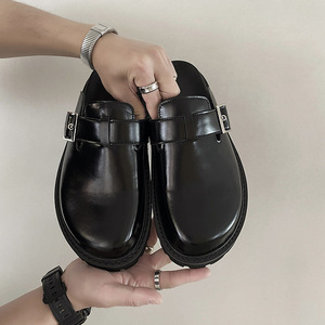 Nouvelle Collection Été – Mules en Cuir Polyvalentes et Confortables à Enfiler pour Hommes, Tendance Extérieure, Bout Large et Fermé, Chaussons Décontractés en Cuir - Product Image 3