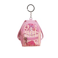 Porte-monnaie créatif de style Ins, mini porte-clés pour enfants, étui pour écouteurs Kuromi et Cinnamoroll, pochette en PU ouverte et étanche