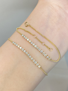Pulsera de Oro Amarillo Sólido de 18K Xinfly, Pulsera de Cadena con Hilera de Diamantes Naturales, Joyería Urbana de Lujo - Product Image 2